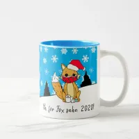 Oh for Fox Sake, 2020, Funny Christmas Two-Tone Coffee Mug