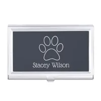 Professional Paw Print Logo In Navy And White Business Card Case