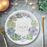 Succulents and Sparkle Wedding Wreath ID515 Paper Plates