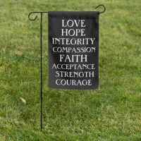 Love, Hope, Integrity Inspirational Positive Garden Flag