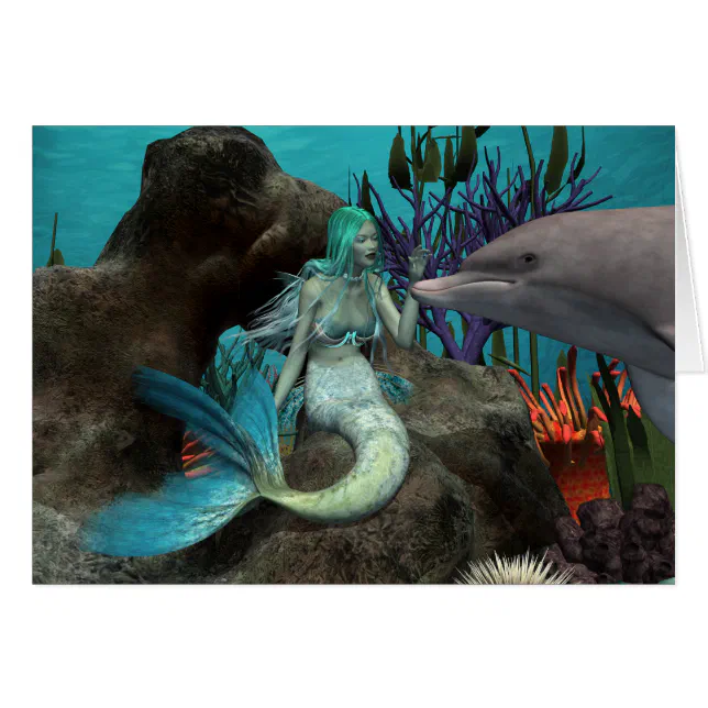 Mermaid and Dolphin Under the Sea