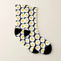 Fried Eggs on Black Funny Food Socks