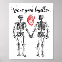 Skeletons Holding Hands and Heart Valentine Poster