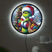 The Grinch plots near a Christmas tree in winter LED Sign