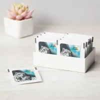 Mother Snow Leopard and Cub in the Mountains Hand Sanitizer Packet