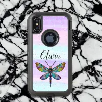 Colorful Stained Glass Dragonfly Wings OtterBox Defender iPhone X Case