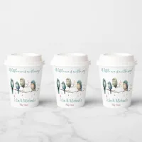 Whimsical Birds on Branches  Pastel Baby Shower Paper Cups