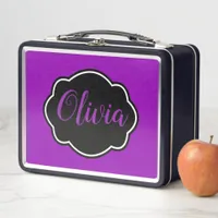 Vibrant, Bold Fuchsia Purple Personalized  Metal Lunch Box