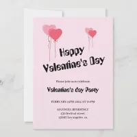 Cute pink hearts happy valentines day invitation