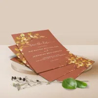 BUDGET Burnt Orange Botanical Save the Date Flyer