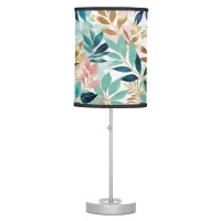 Elegant Pretty Pastel Leaves Pattern Iridescent Table Lamp