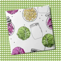 Sauerkraut Cabbage Fermenting Illustration Ceramic Tile