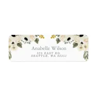 Watercolor Flowers Sage Ivory Floral Label