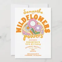 Groovy Retro 70s Wildflower Flower Power Birthday Invitation