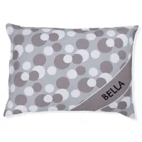 Silver-Gray Dots Pattern Personalized Name Dog Pet Bed