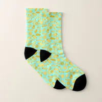 Pasta Shapes Italian Food Pattern Chef Blue Socks