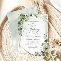 Elegant Calligraphy Greenery Eucalyptus Wedding Invitation