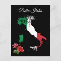 *~* Map of Italy Bella Italia Italian Language Postcard