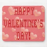 Happy Valentine's Day Tiny Heart Shaped Font Mouse Pad