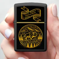 Bison at Sunset in Mountain Landscape Zippo Lighter