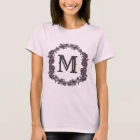 Elegant Purple and Silver Framed Monogram  T-Shirt