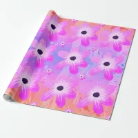 Pastel Watercolor Pretty Pink Flowers Wrapping Paper