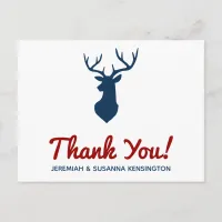 Rustic Country Blue Deer and Mountain Thank You Postcard