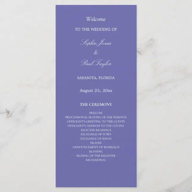 Elegant Lavender Wedding Program