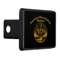 Gold Bison Roaming Under a Moonlit Mountain Sky Hitch Cover