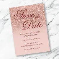 Blush Ombre Rose Gold Glitter Save the Date Invitation