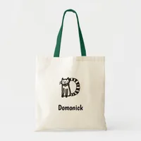 Tote Bag - Cat Letter D with Name 