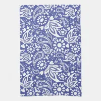 Bright Classic Blue and White Paisley Design Kitchen Towel