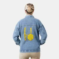 Glitter Gold Yellow Floral Monogram H Womens Denim Jacket