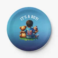 Football Baby Boy and Teddy Baby Shower It's a Boy Paper Plates