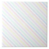 Diagonal Pastel Retro Candy Stripes Ceramic Tile