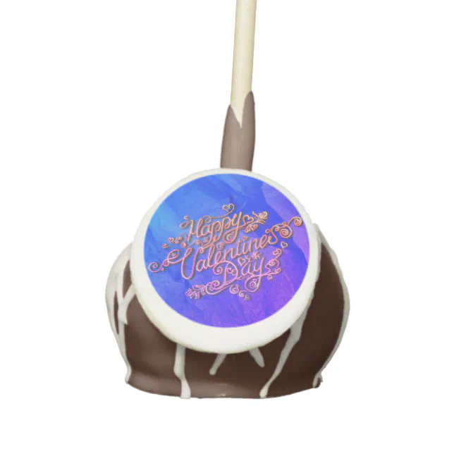 Happy Valentine’s Day blue heart lettering Cake Pops