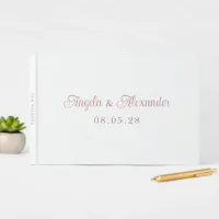 Dusty Rose Pink Pretty Curly Script Wedding Guest Book