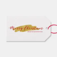 Merry Christmas Gold Tree Foil Brush Holiday Gift Tags