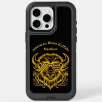 Gold Bison in Sunglasses Illustration iPhone 15 Pro Max Case