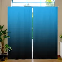 Azure Black Gradient Blackout Curtains