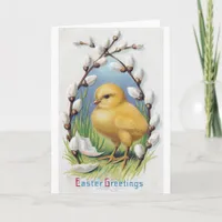 Easter Greetings Yellow Chick Holiday Card