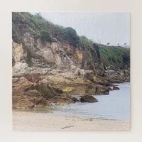 Coruna, Spain | Sandy Beach Next To Cliffs Jigsaw Puzzle