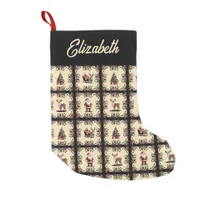 Retro Christmas Pattern Small Christmas Stocking