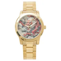 Fire breathing dragon red and white scale watch