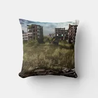 Abandoned Buildings  Urban Post Apocalyptic Art Throw Pillow