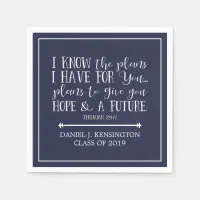 Modern Christian Bible Verse Blue Graduation Napkins