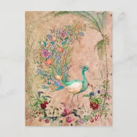 *~* AR24 Vintage Victorian Peacock Art Nouveau Postcard