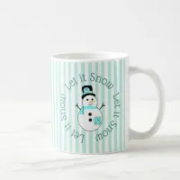 Let It Snow Teal Snowman Christmas Coffee Mug