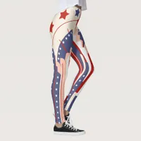 Art Deco US Flag Leggings for 4th of July