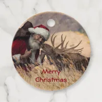 Kissing Santa and Moose Gift Tags